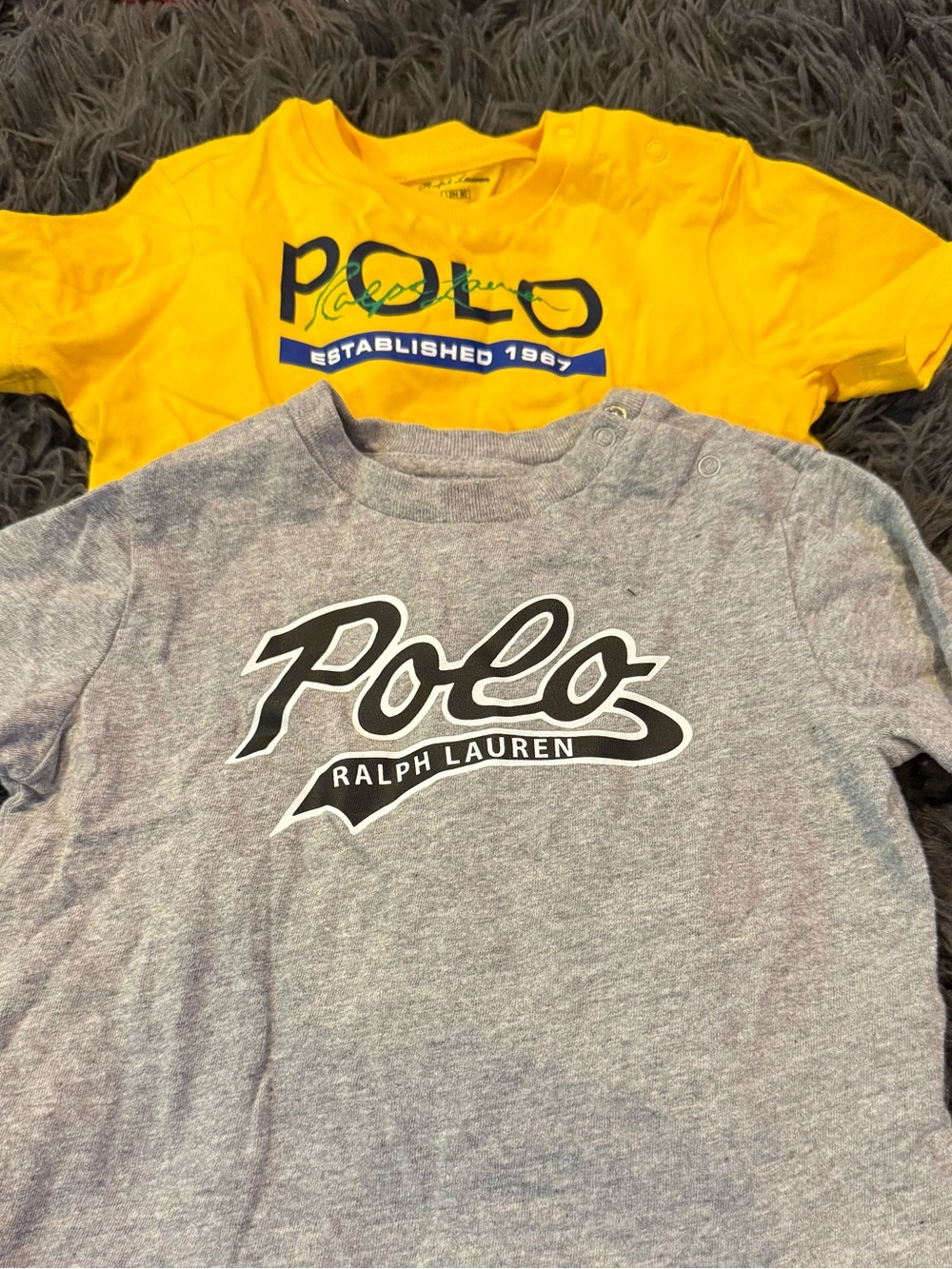 Ralph Lauren Boys Short Sleeve Logo Tees in Yellow and Gray